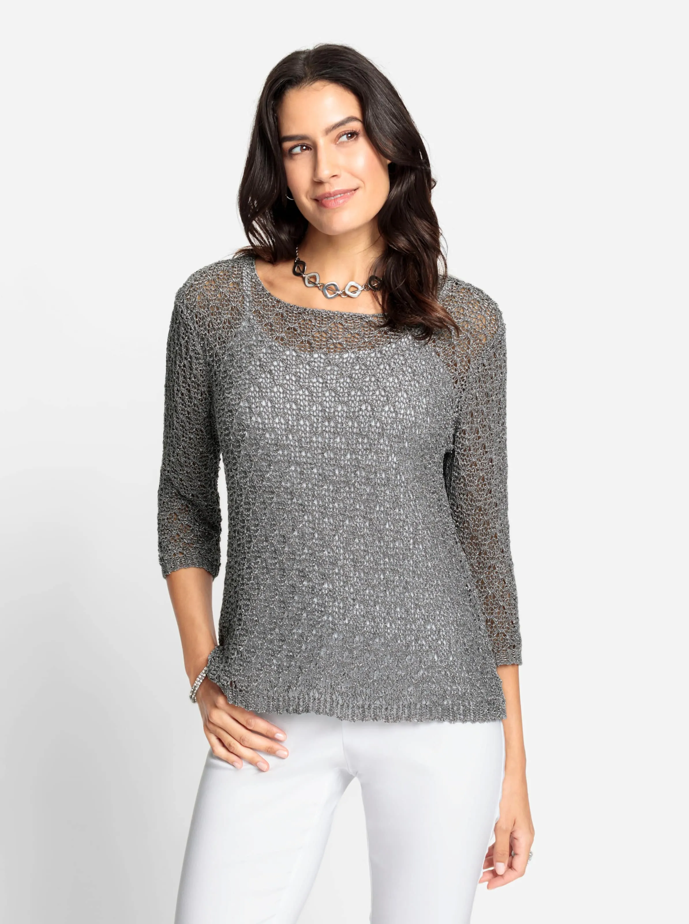 Pullover in grau-meliert