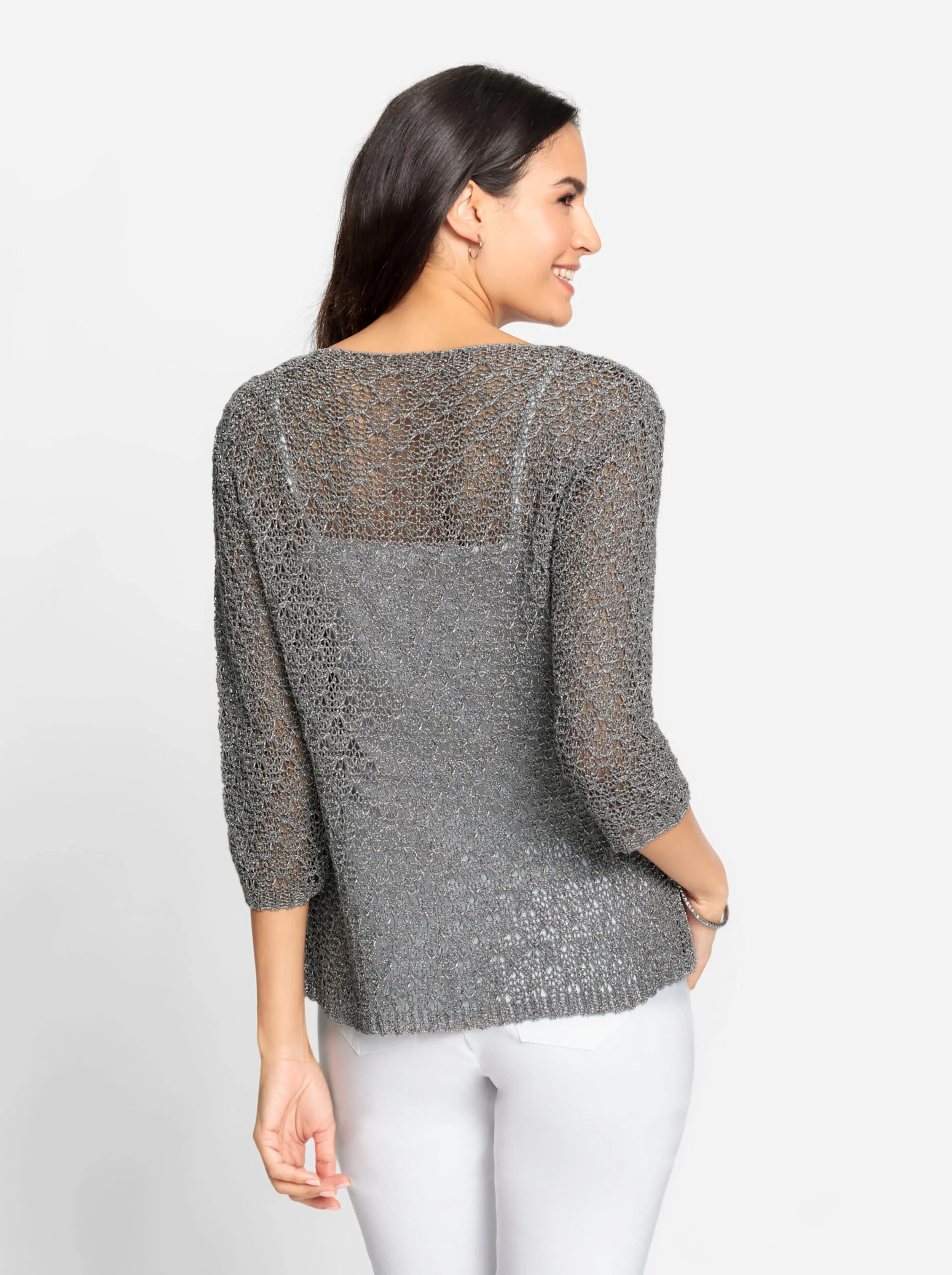 Pullover in grau-meliert